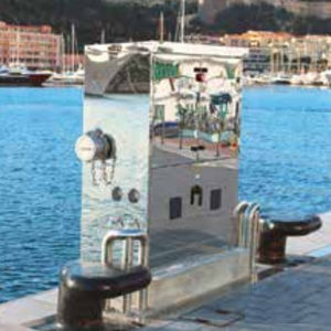 torreta de suministro eléctrico / de suministro de agua / para pantalán / de acero inoxidable