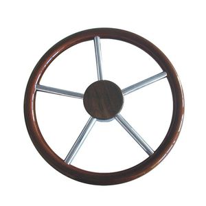 volante para barco de motor de acero inoxidable / de teca / clásico