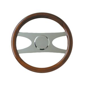 volante para barco de motor de teca / de acero inoxidable / de diseño