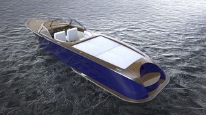 runabout eléctrico / con doble consola / de madera / clásico