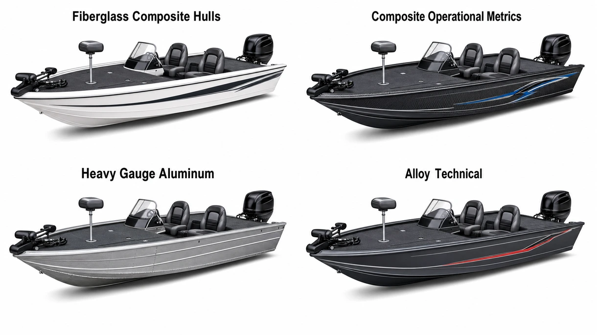 Primer plano técnico del puesto de mando de un bass boat con pantallas de sonda duales integradas y controles de aceleración electrónicos de precisión.