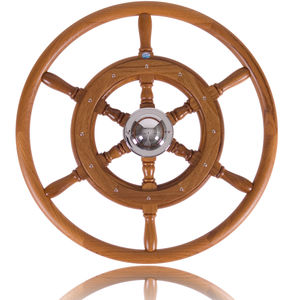 volante para barco de motor de teca 1