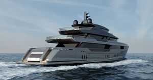 megayate de crucero / raised pilothouse / de acero / con piscina
