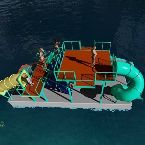 Juego acuático tobogán - HSB Marine  - plataforma / isla / para centro de ocio