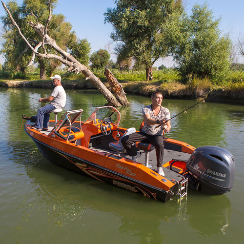 Bass boat fueraborda - 505 FISHPRO - BoatLab LLC - con doble consola / de pesca deportiva / de aluminio