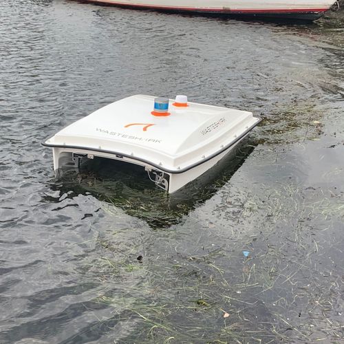Vehículo no tripulado marino para la recogida de residuos - WasteShark - RanMarine - autónomo / catamarán