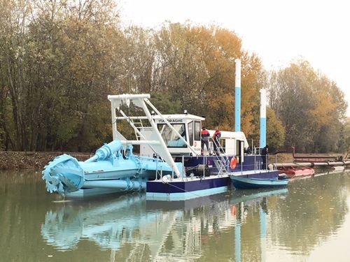 Barco profesional eléctrico - ECO-GREEN - Italdraghe - barco de trabajo / gabarra de bombeo de aguas residuales / draga de succión con disgregador