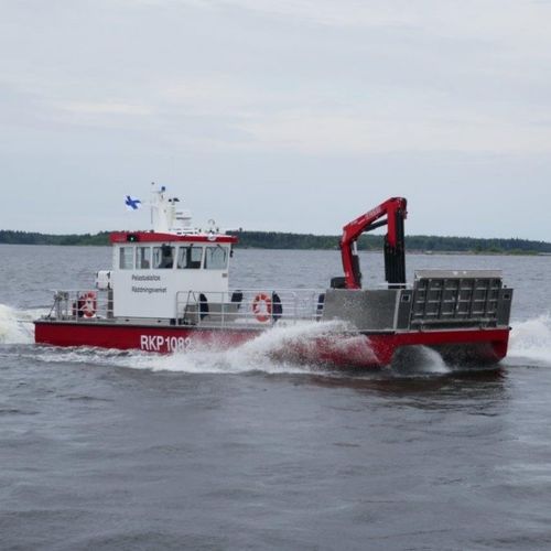 Barco profesional barco de bomberos - 1620 OSR - Kewatec - embarcación de recuperación de hidrocarburos / catamarán / fueraborda