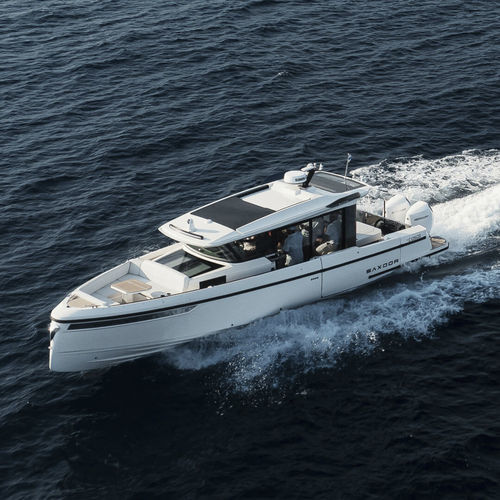 Barco cabinado fueraborda - 340 GTWA - Saxdor Yachts Oy - bimotor / con caseta de timón / de alta eficacia