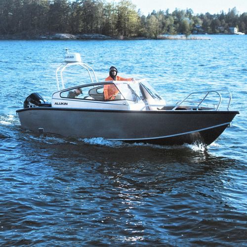 Runabout fueraborda - DP 650 - ALUKIN - con doble consola / bow-rider / open