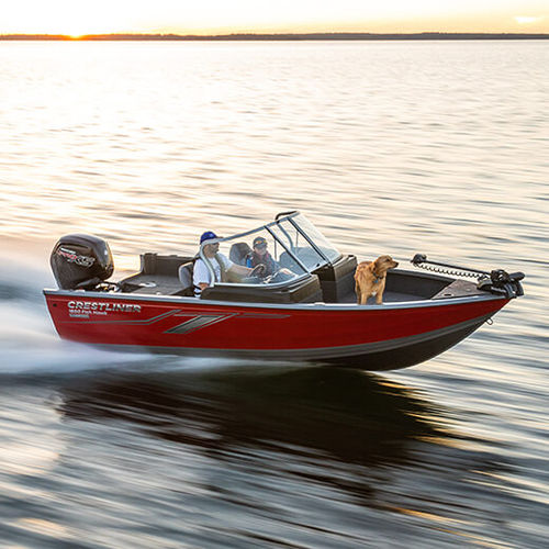 Bay boat fueraborda - 1650 HAWK - Crestliner - con doble consola / con consola lateral / de pesca deportiva