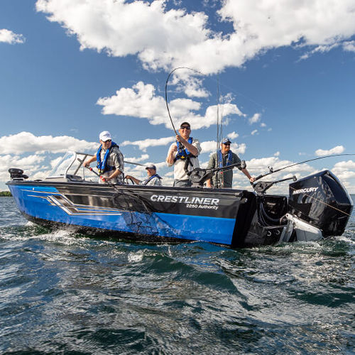 Bay boat fueraborda - 2250 AUTHORITY - Crestliner - con doble consola / de pesca deportiva / de aluminio