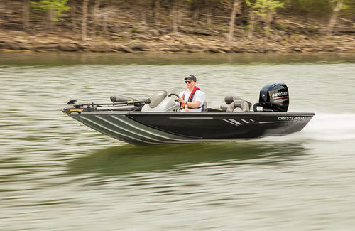 Bass boat fueraborda - VT 17 - Crestliner - con consola lateral / de pesca deportiva / de aluminio