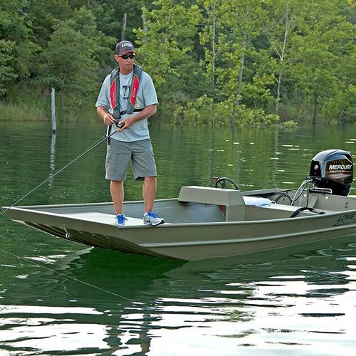 Jon boat fueraborda - Roughneck 1755 Big River - Lowe - con consola lateral / open / de pesca deportiva