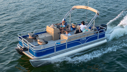 Barco pontón fueraborda - SF214 - Lowe - open / con consola lateral / de pesca deportiva