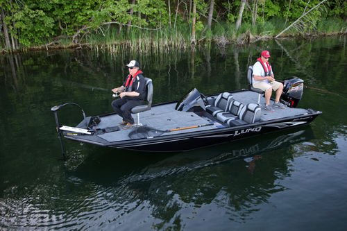 Bass boat fueraborda - Lund - con consola lateral / de pesca deportiva / de aluminio