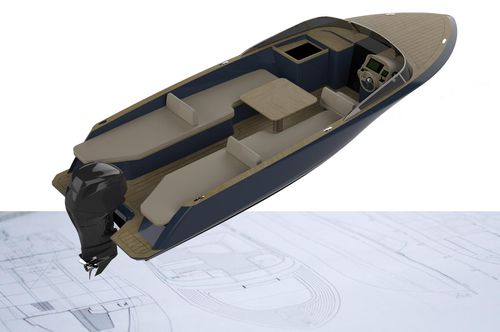 Runabout embarcación auxiliar para mega-yate - ECLA 24 - CLYD Yacht Design - fueraborda / con doble consola / open