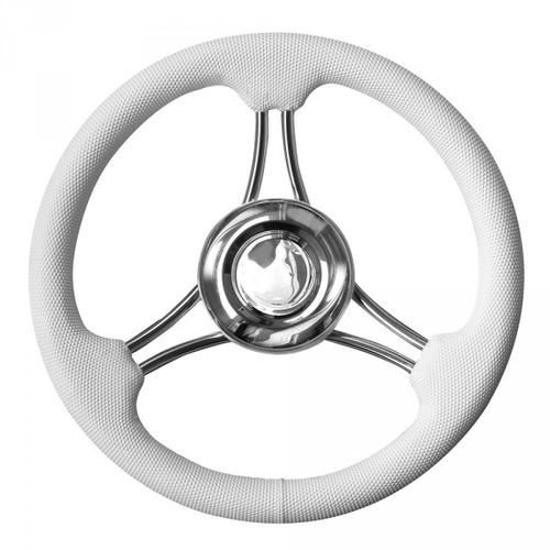 Volante para barco de motor de acero inoxidable - V.RA35 - MAVIMARE - barnizado con poliuretano / racing / 3 radios