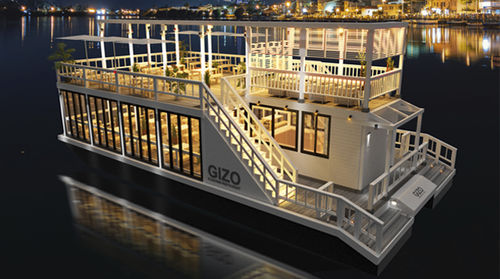 Barco casa catamarán - GIZO - EGO Floating Inc. - intraborda / bimotor / con doble cubierta solar