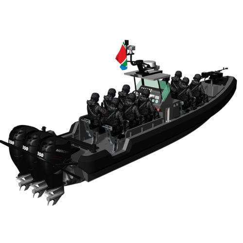 Barco profesional barco de vigilancia - SHADOWHAWK 10 - KND Naval Design - fueraborda / de aluminio / con casco rígido