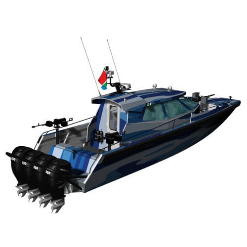 Barco profesional barco de vigilancia - SHADOWHAWK 14 - KND Naval Design - fueraborda / de aluminio / con casco rígido