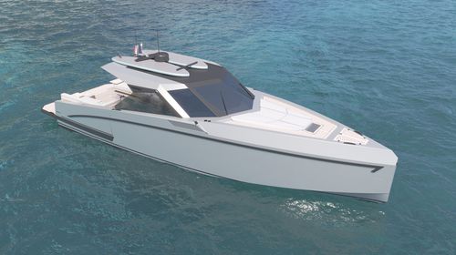 Barco cabinado intraborda - 42  - Alium Yachts - bimotor / casco de planeo / con hard-top