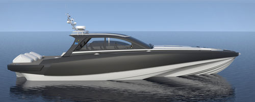 Barco cabinado fueraborda - BLADERUNNER 45 GTO - ICE MARINE - trimotor / con hard-top / de carbono