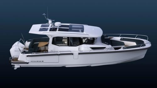 Barco cabinado intraborda - Coup&eacute; 35 - Nimbus - fueraborda / bimotor / con caseta de timón