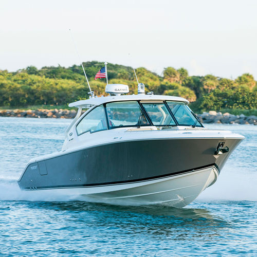 Barco cabinado fueraborda - DC 326 - Pursuit Boats - bimotor / con hard-top / con doble consola