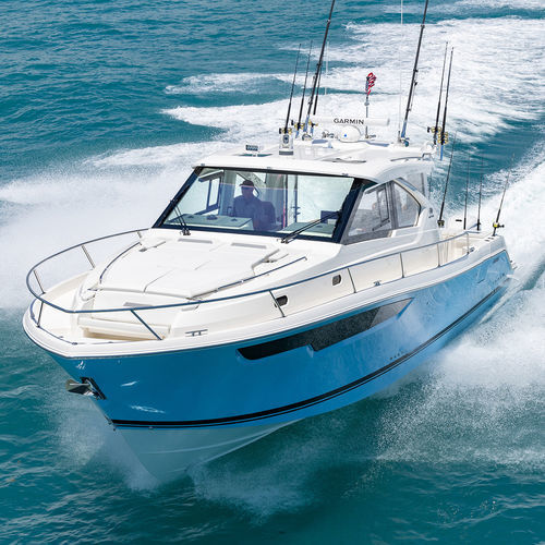 Barco cabinado fueraborda - OS 445 - Pursuit Boats - trimotor / con hard-top / offshore
