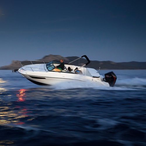 Runabout fueraborda - SUN SPORT 230 OB - Sea Ray - con doble consola / open / de esquí acuático