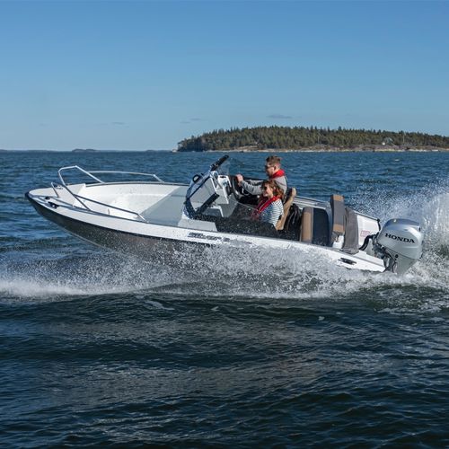 Runabout fueraborda - BEAVER BR - Silver - con doble consola / bow-rider / open