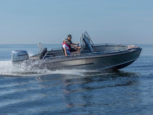 Barco open fueraborda - SHARK CCX - Silver - con consola central / de pesca deportiva / de aluminio