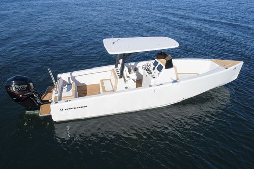 Barco open fueraborda - POWER 26 - Melges - con consola central / de pesca deportiva / 12 personas máx.