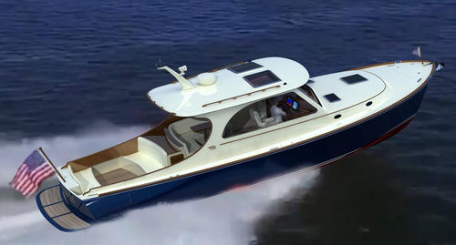 Barco cabinado hidrojet - PICNIC BOAT 40 - Hinckley - bimotor / con caseta de timón / clásico