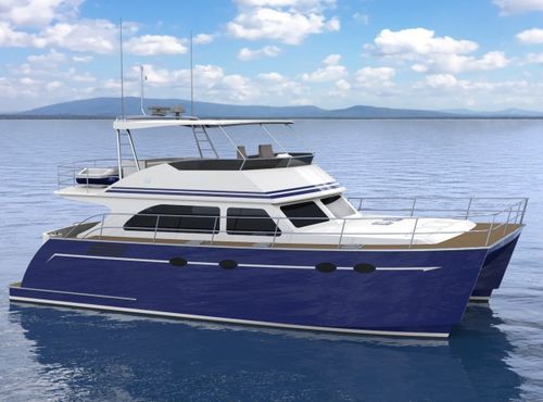 Barco cabinado catamarán - JUSTON 47 POWERCAT - Lyman Morse - intraborda / con fly / con T-top