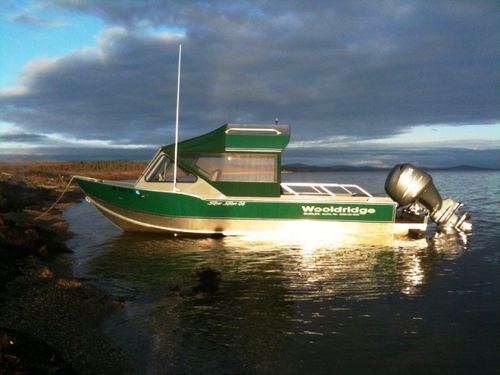 Barco de motor de pesca-paseo fueraborda - SUPER SPORT - Wooldridge - con caseta de timón / offshore / de aluminio