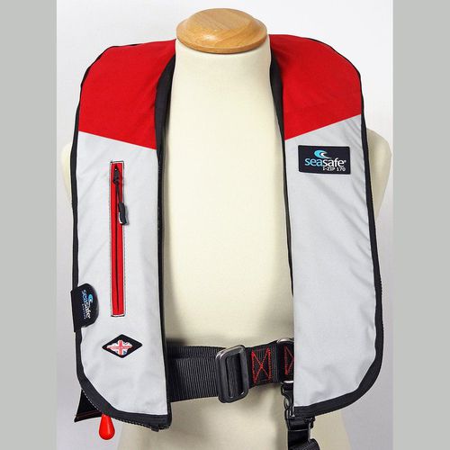 Chaleco salvavidas inflable - I-Zip – Red & Grey - Seasafe Systems Ltd - 170 N / ISO 12402-3 / ISO12401