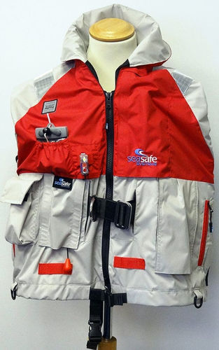 Chaqueta de navegación - Navigator 2025 - Seasafe Systems Ltd - con chaleco salvavidas hinchable incorporado / sin mangas / roja