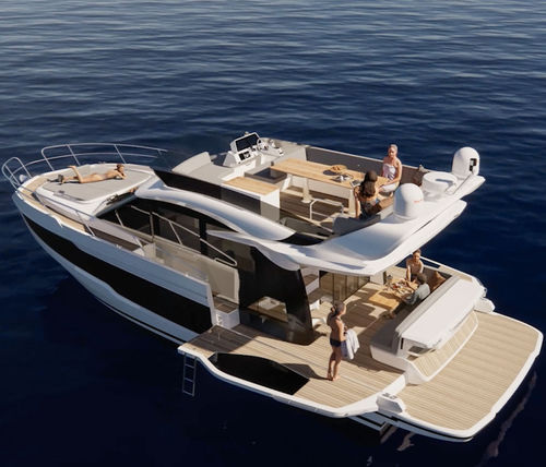 Barco cabinado intraborda - 440 FLY - Galeon - bimotor / con fly / 14 personas máx.