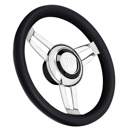 Volante para barco de motor barnizado con poliuretano - ADORNO - ULTRAFLEX S.P.A. - forro de cuero / racing / 3 radios