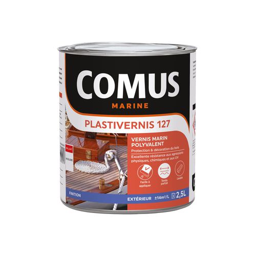 Barniz para barco - PLASTIVERNIS 127 - COMUS MARINE - para madera / monocomponente / brillante