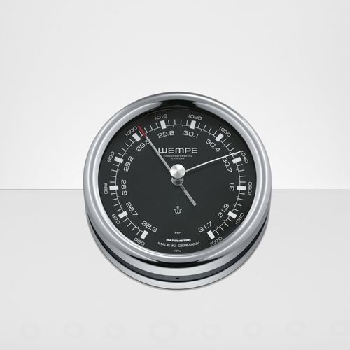 Barómetro analógico - 852811.1 - Cassens & Plath GmbH - de acero inoxidable / negro