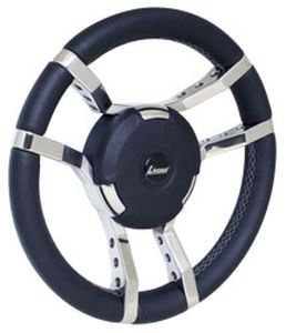 Volante para barco de motor de acero inoxidable - GWSSBKL - Livorsi Marine - forro de cuero / racing