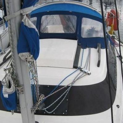 Capota de roof para velero - Sprayhood - NVequipment - para caseta del timón / con estructura de acero inoxidable / azul
