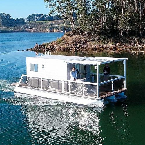 Barco casa trimarán - M800 - MOGGARO ALUMINIUM YACHTS - fueraborda / eléctrico / de aluminio