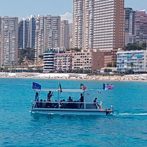Barco pontón fueraborda - M800 Benidorm - MOGGARO ALUMINIUM YACHTS - de aluminio / 12 personas máx.