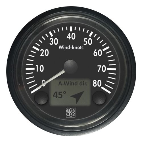 Indicador para barco - VSG12x16/N - San Giorgio S.E.I.N srl - anemómetro / analógico / negro