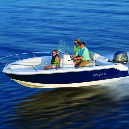Barco open fueraborda - R160 - Robalo - con consola central / de pesca deportiva / 6 personas máx.