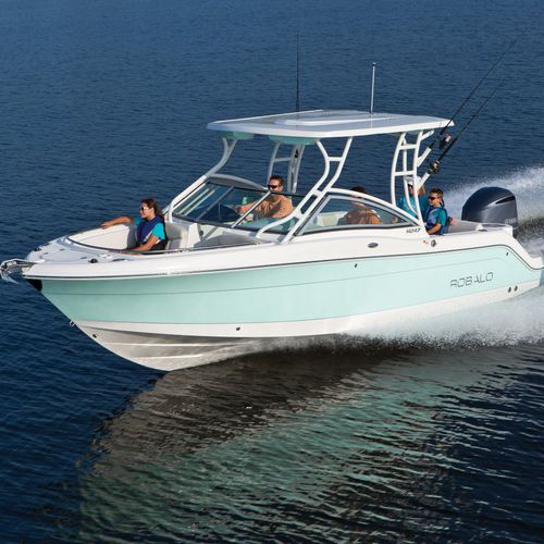 Runabout fueraborda - R247 - Robalo - bimotor / bow-rider / con doble consola